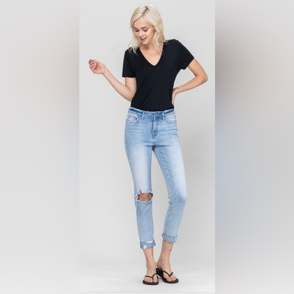 Vervet V2270 Light wash high-rise slim crop with double cuff Jeans Size 27 - Picture 1 of 16
